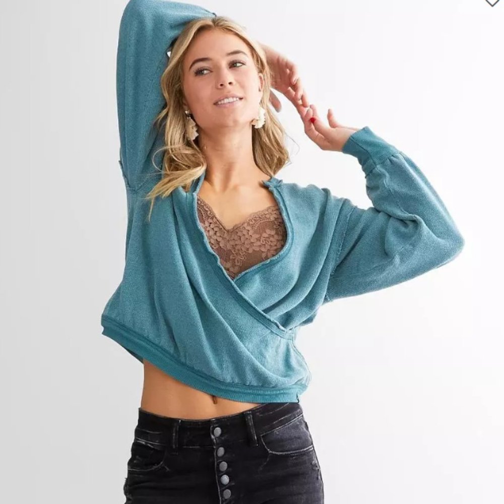 NWT FREE PEOPLE WOMEN XS TOP BLOUSE Anyway Surplice Top